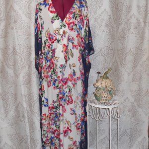 Johnny Was California M Floral Pattern Caftan Lounge/Beach Dress